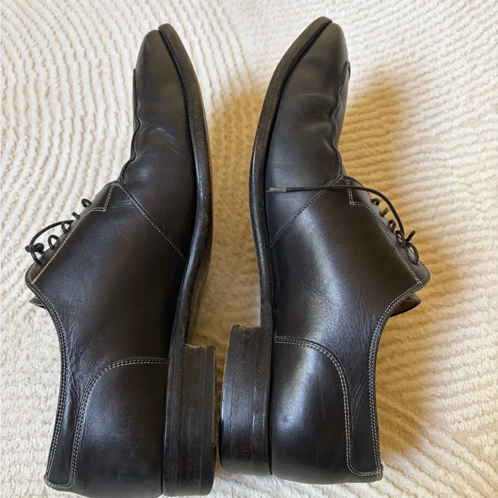 Santoni PRITCHARD Black Italian Leather Derby 751611 Men's Dress Shoes Size 9.5